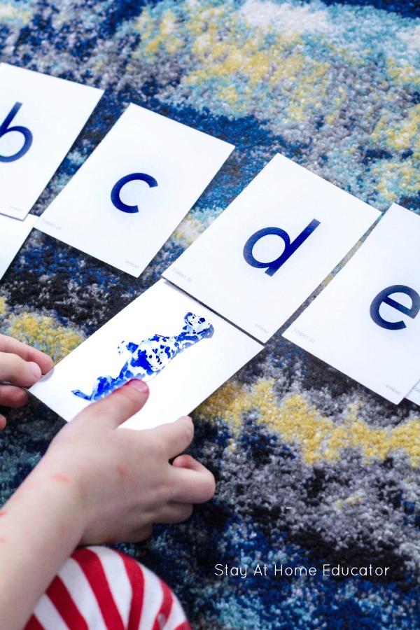 Alphabet activities using letter and photo cards