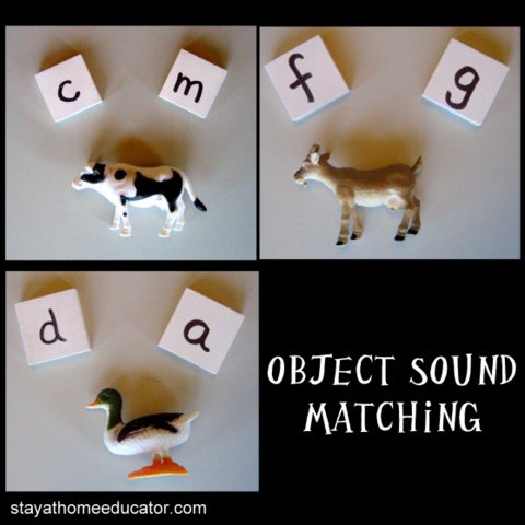 letter and object sound matching with letters and animals