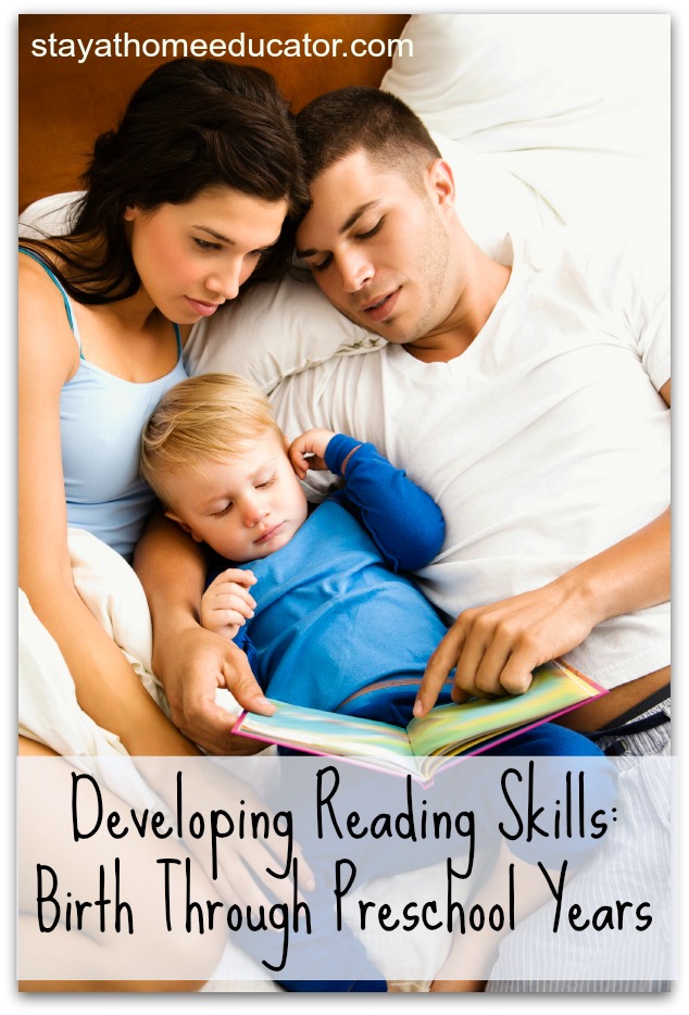 stages of reading development from birth through preschool, developing reading skills