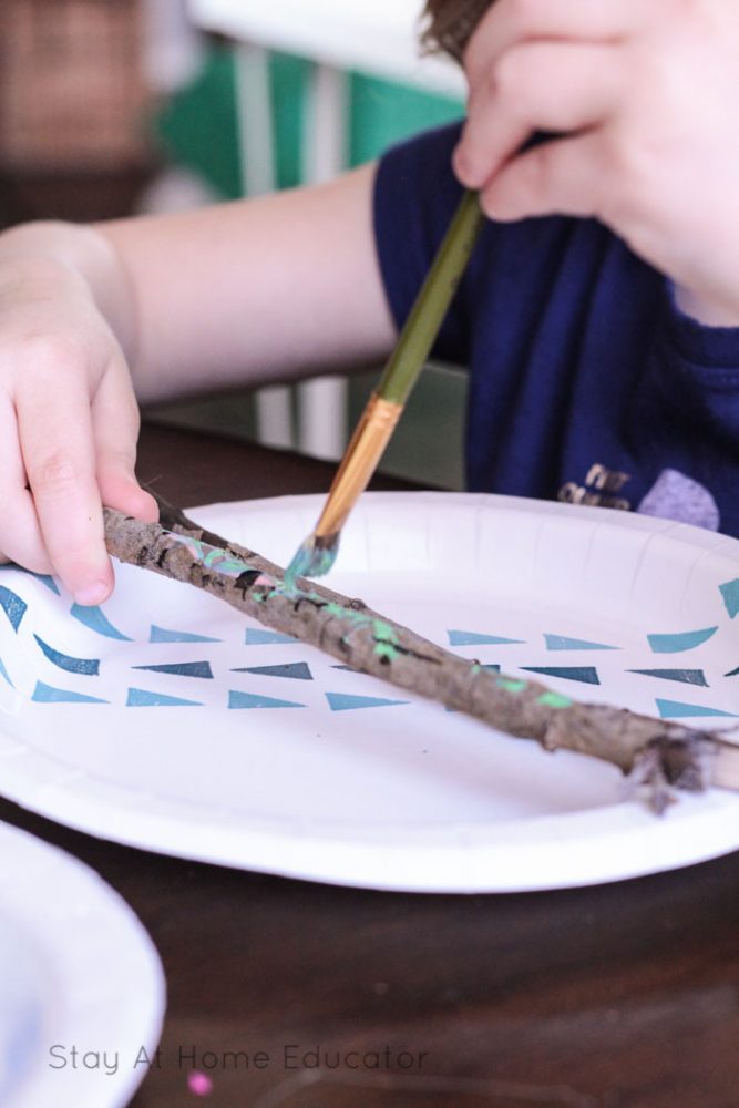Spring art for kids - painting a tree branch