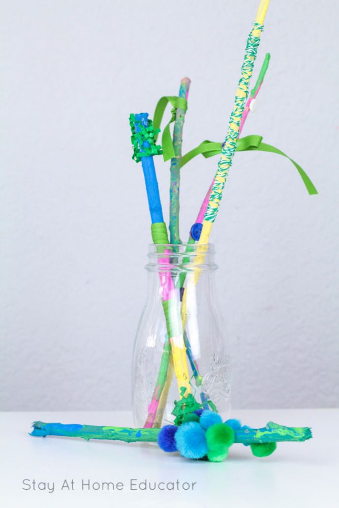 Gorgeous spring art for kids to make with tree branches