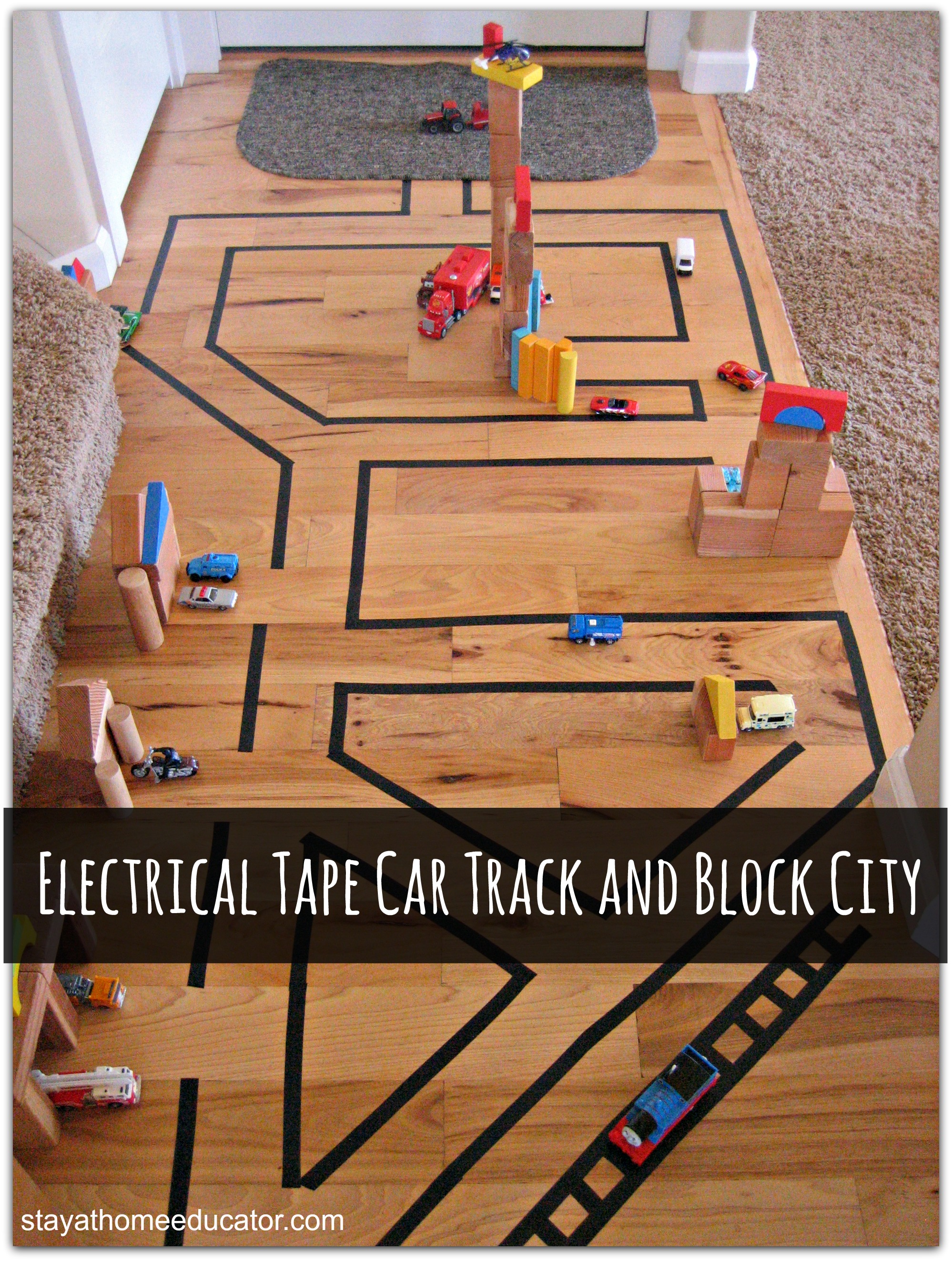 Electrical Tape Car Track and Block City