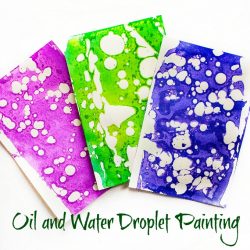 oil and water droplet painting for preschoolers