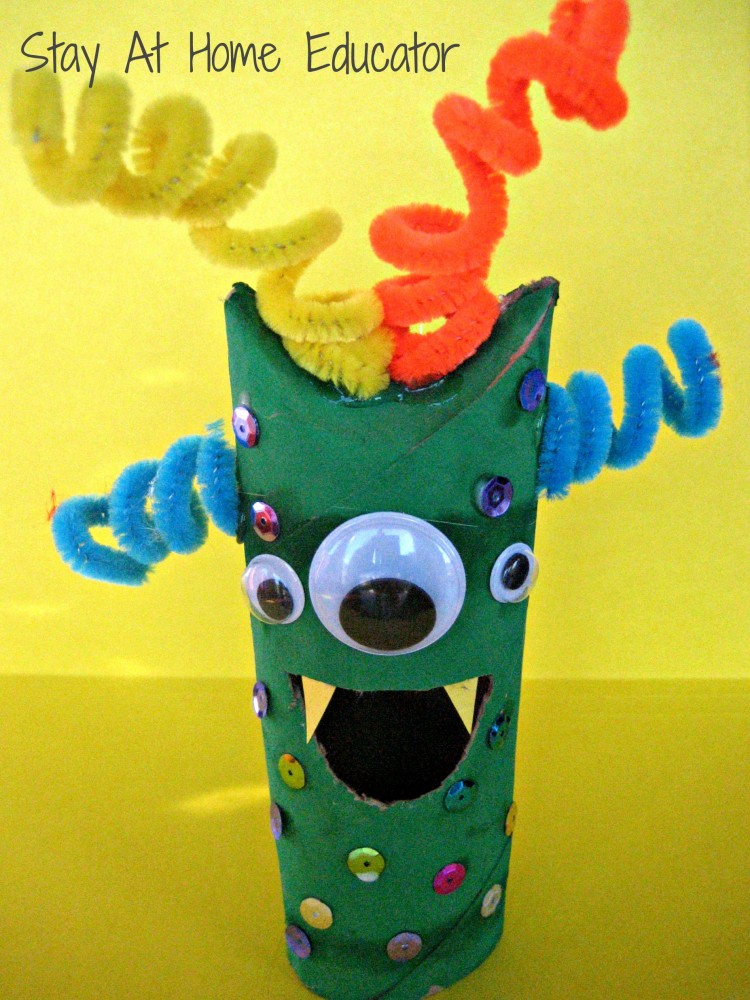 Pape Tube Monster Fine Motor Craft - Stay At Home Educator.