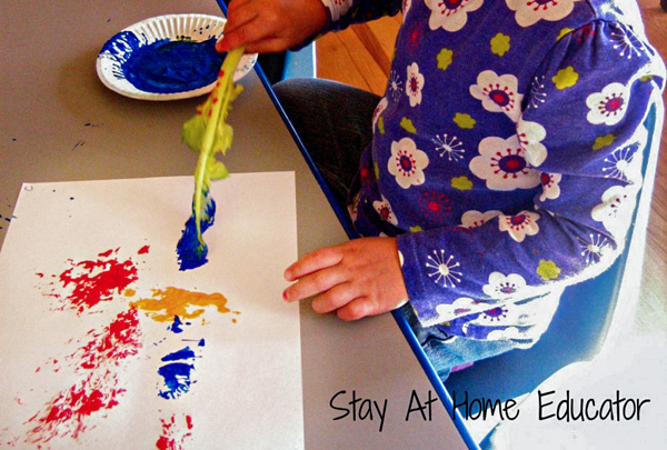 preschool nutrition theme activity_painting with celery hearts