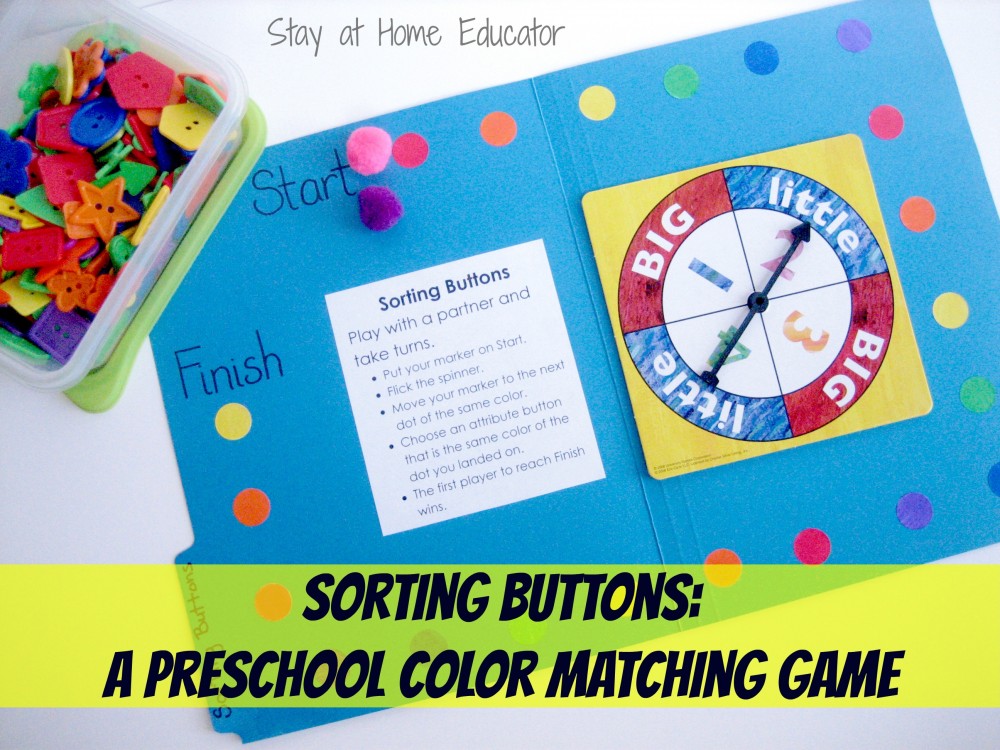 Sorting Buttons A Preschool Color Matching Game - Stay At Home Educator
