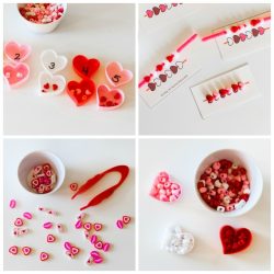 Montessori valentines with jumbo tweezers