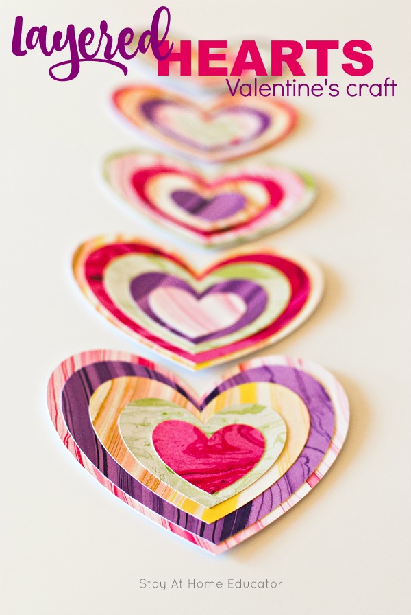 Layered hearts Valentine's craft for preschoolers