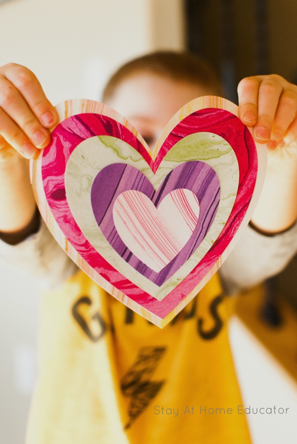 layered hearts crafts, Valentine's craft for preschoolers, craft hearts activity
