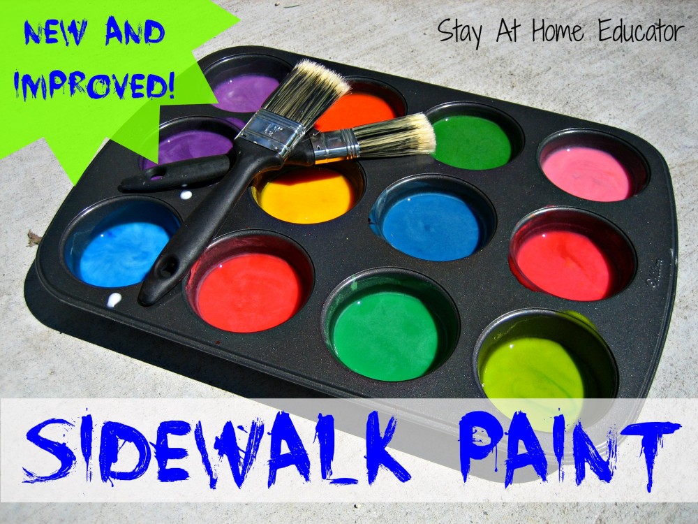 New and improved sidewalk paint from Stay At Home Educator