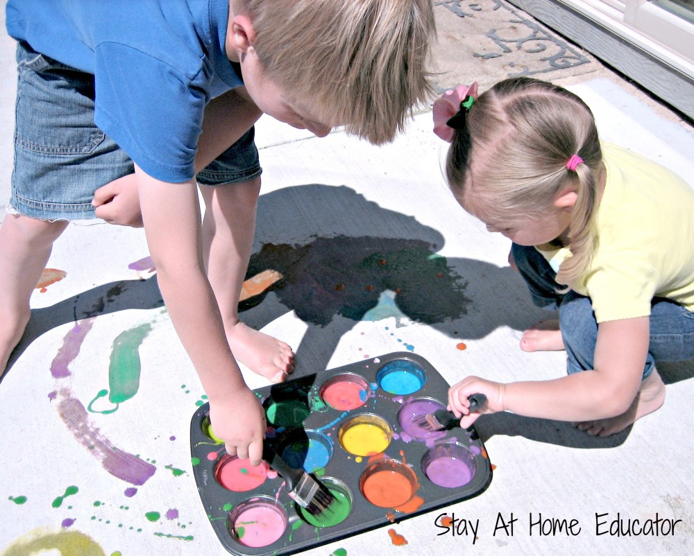 New recipe for sidewalk paint from Stay At Home Educator