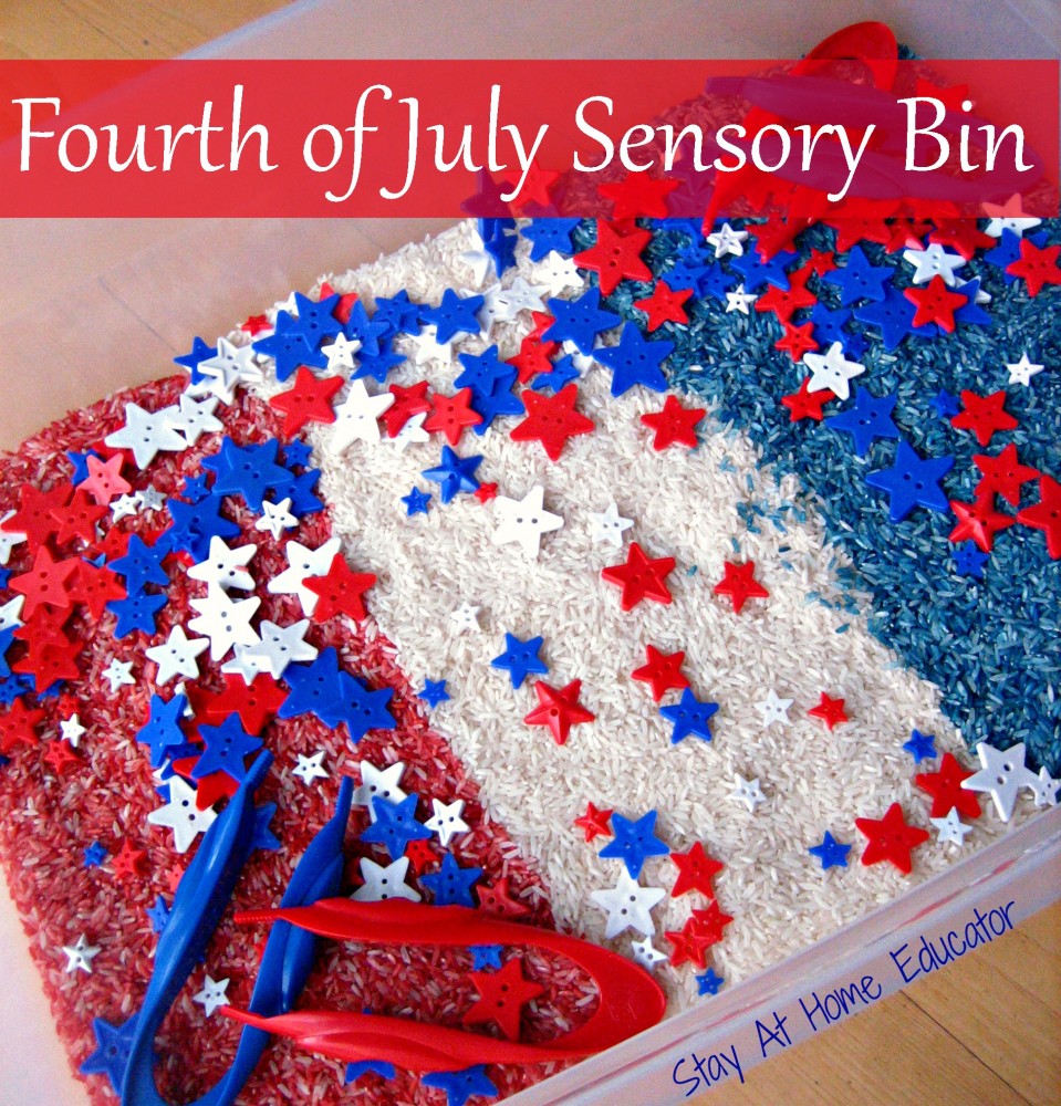 Fourth of July Sensory Bin - Stay At Home Educator
