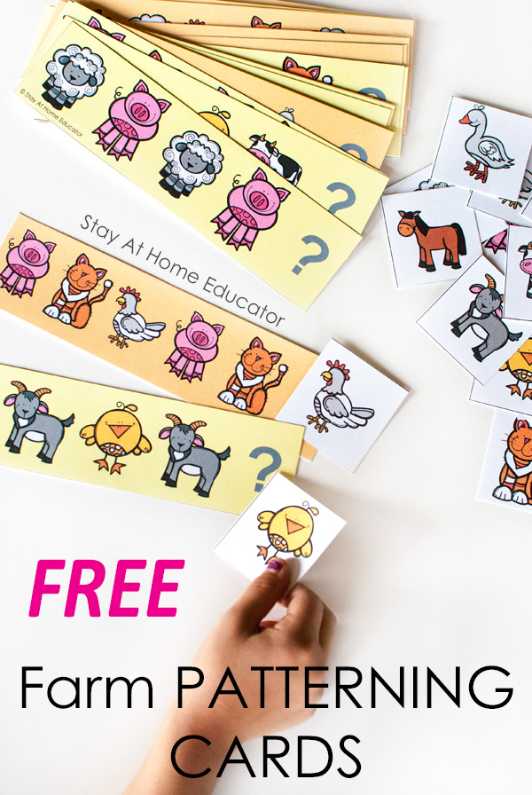 These quick and simple farm math activities are perfect for a preschool farm theme. Includes free printable farm animal pattern cards.