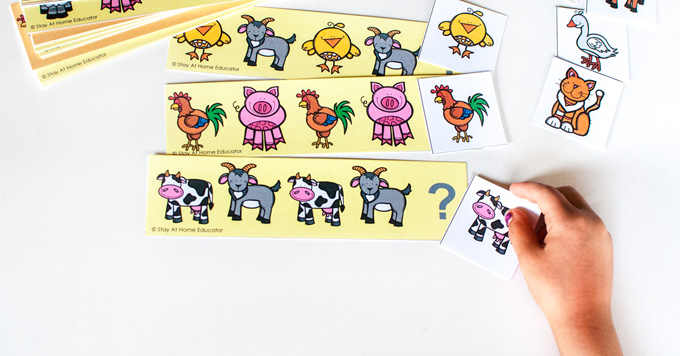 Farm Math Activities with Free Printable Pattern Cards