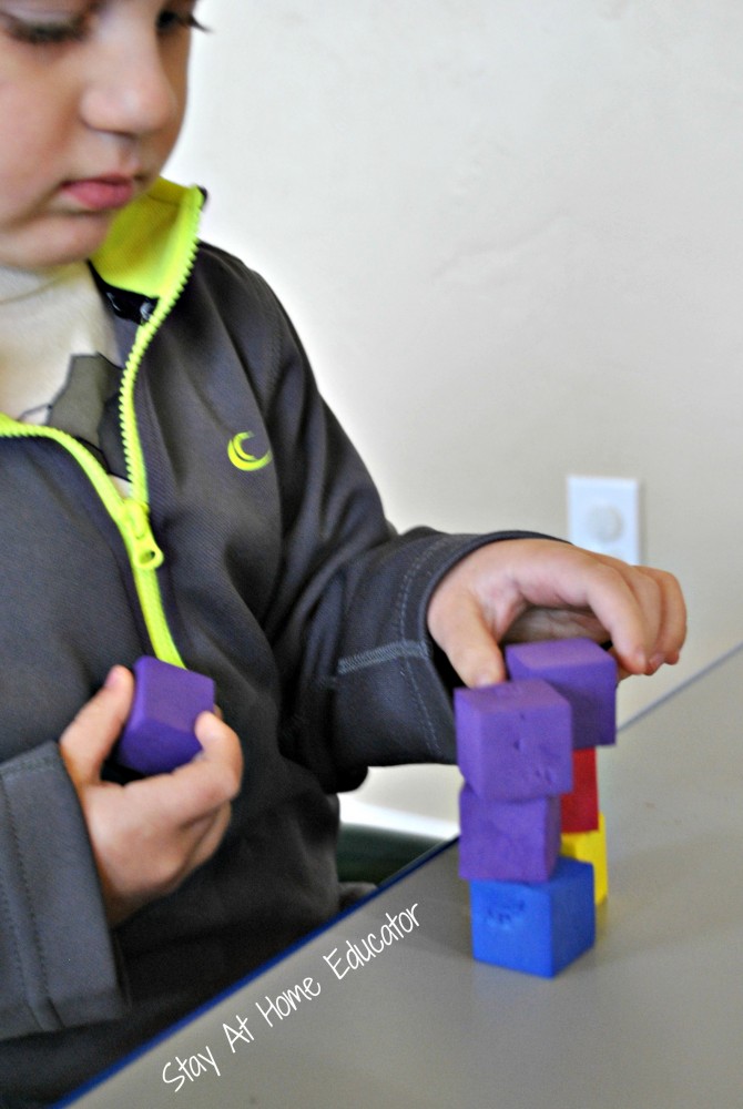 Preschool STEAM activities - stacking blocks