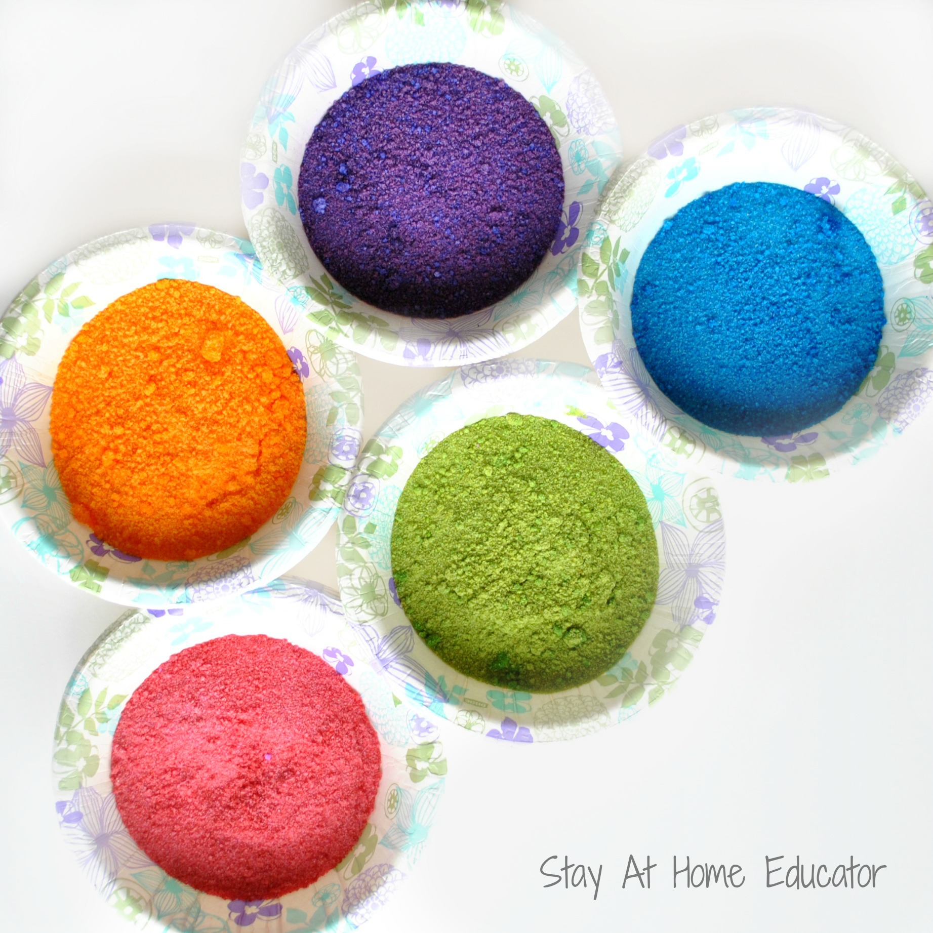 Dye salt with food coloring instead of paying for expensive colored sand - Stay At Home Educator