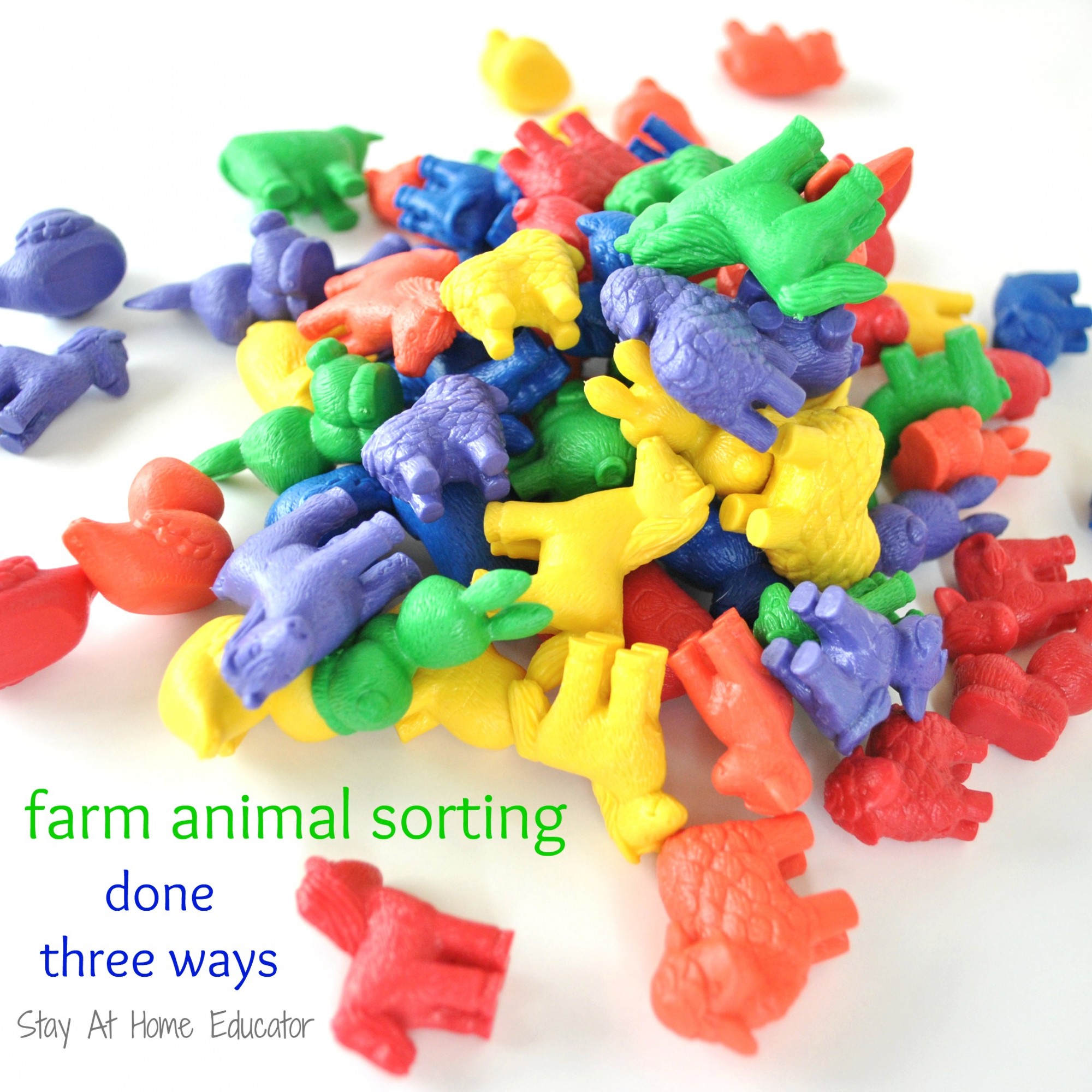 Farm animal sorting done three ways - Stay At Home Educator