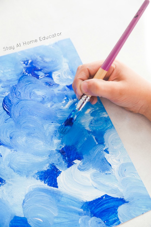 Sparkly Winter Process Art for Preschoolers - Process art is more about the process than the product, but this winter process art project for kids gives gorgeous results along with hand strengthening exercises - it's a win-win! This winter art project is great for all ages!