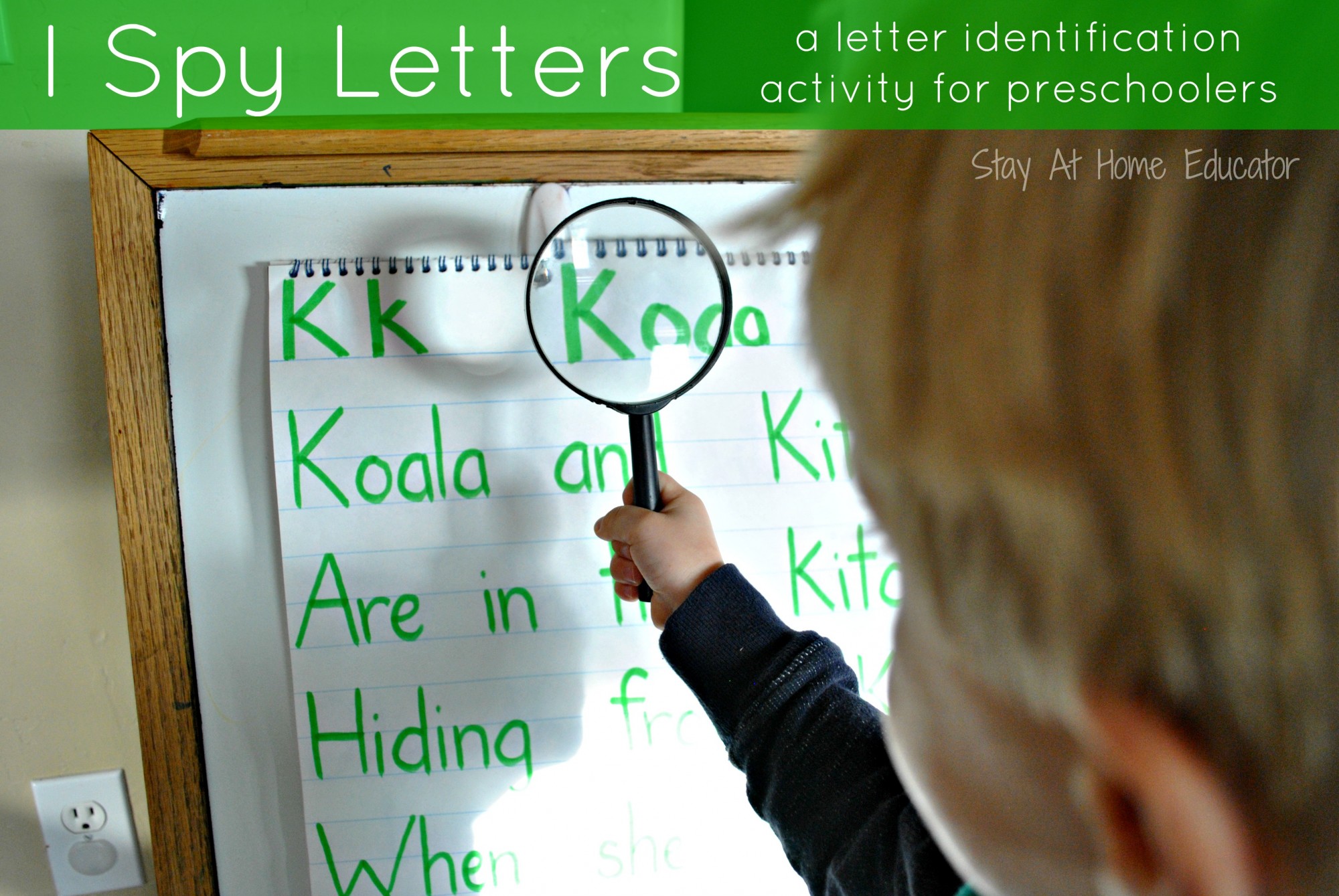 I spy letters, a letter identification activity for preschoolers - Stay At Home Educator