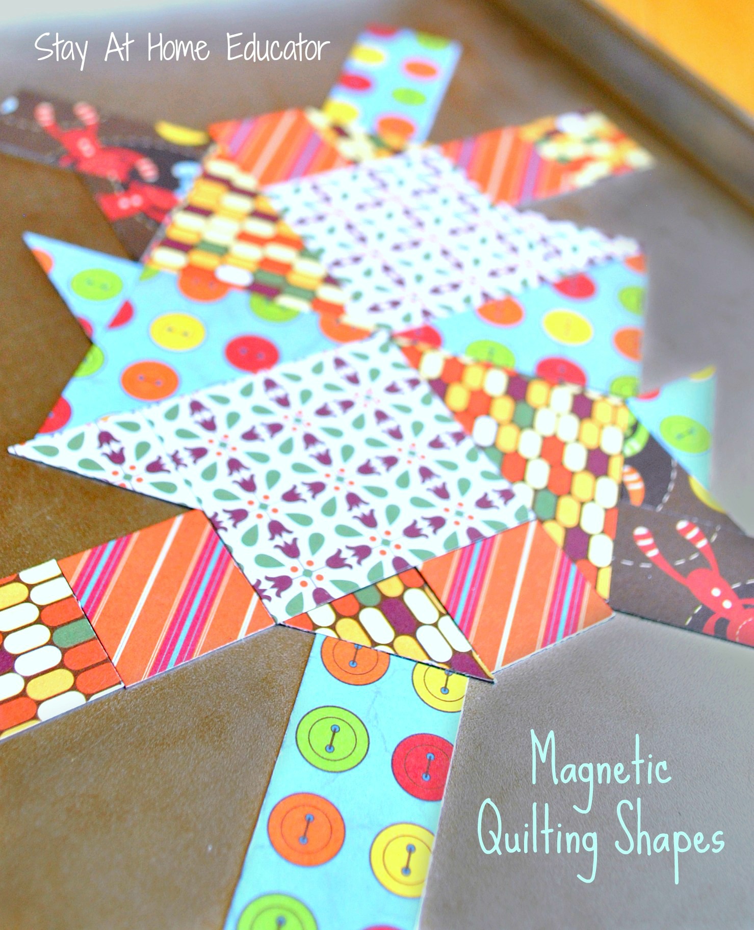 Magnetic Quilting Shapes - this is an excellent way to teach preschoolers concepts in geometry - Stay At Home Educator