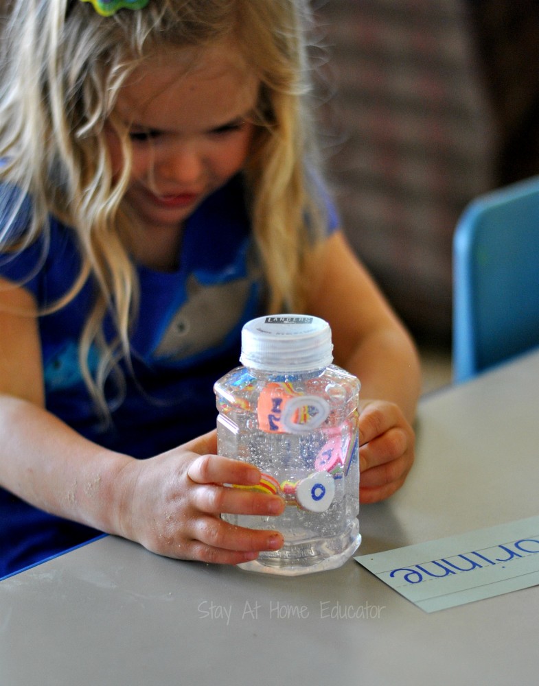 names in sensory bottle - Stay At Home Educator