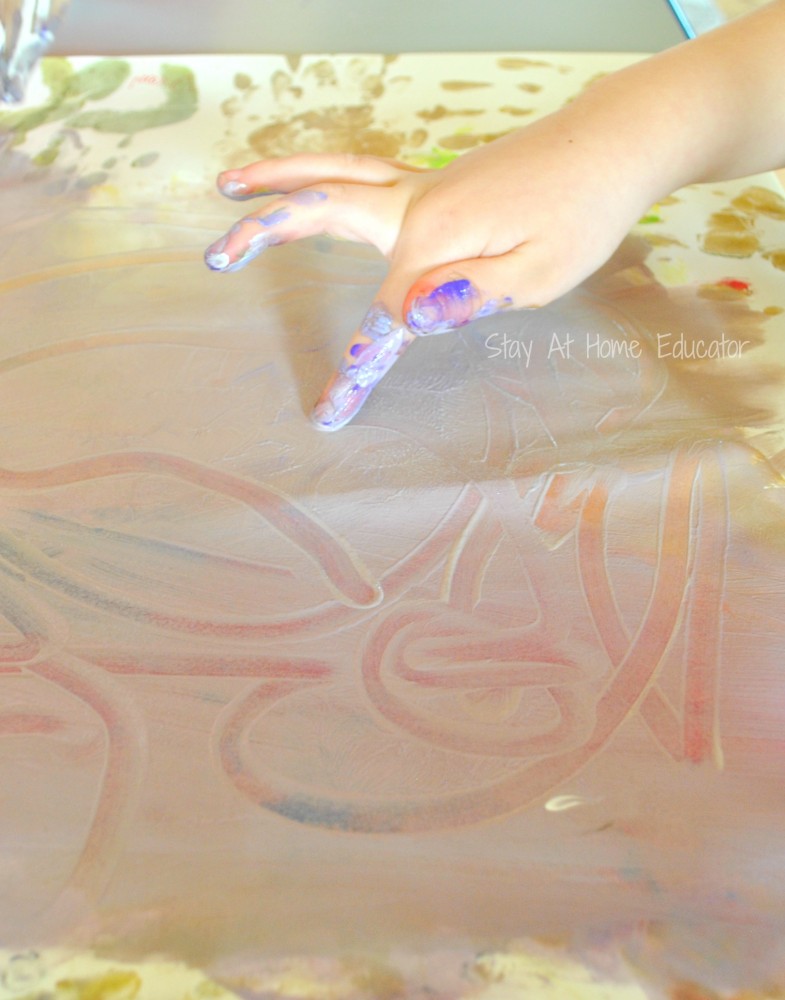 Drawing in wet paint process art - Stay At Home Educator