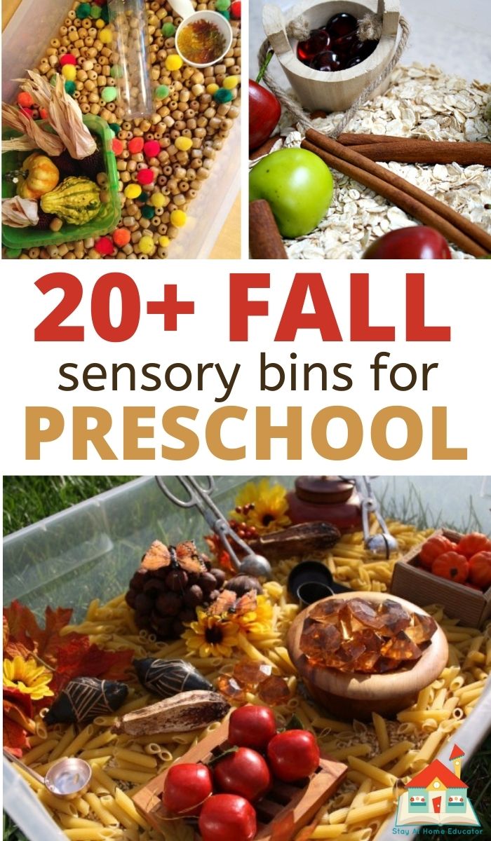 fall sensory bins for preschoolers, sensory table ideas for fall