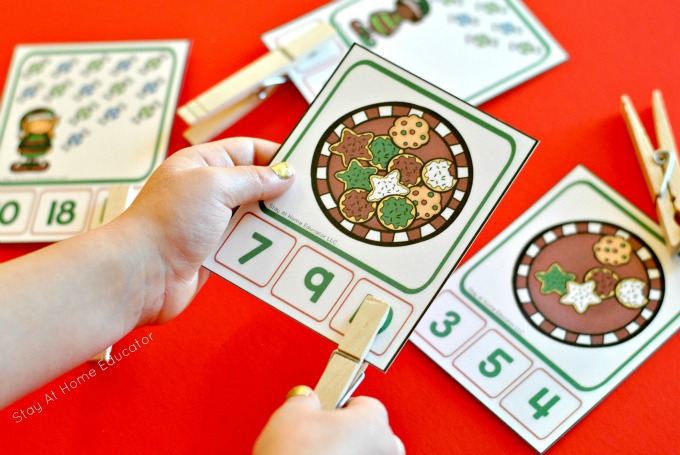 Cookies and candies couning clip cards in Christmas Activity Pack