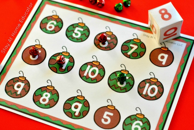 Number identification grid game in Christmas Activity Pack