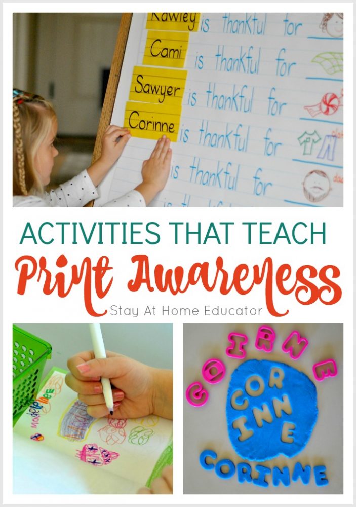 Preschool literacy activities that teach print awareness