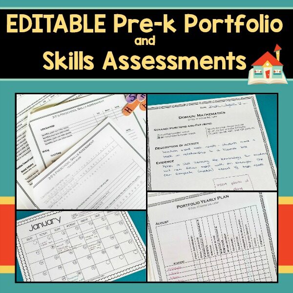 EDITABLE! Preschool and Toddler Portfolio and Skills Assessments
