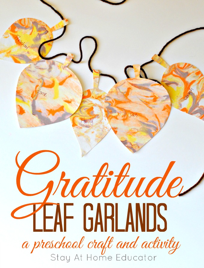 Teach preschoolers to give thanks with this graditude leaf garland.