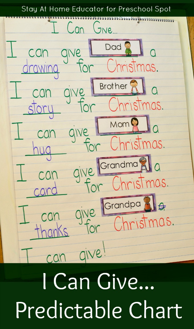I Can Give Predictable Chart - teach the spirit of giving this Christmas