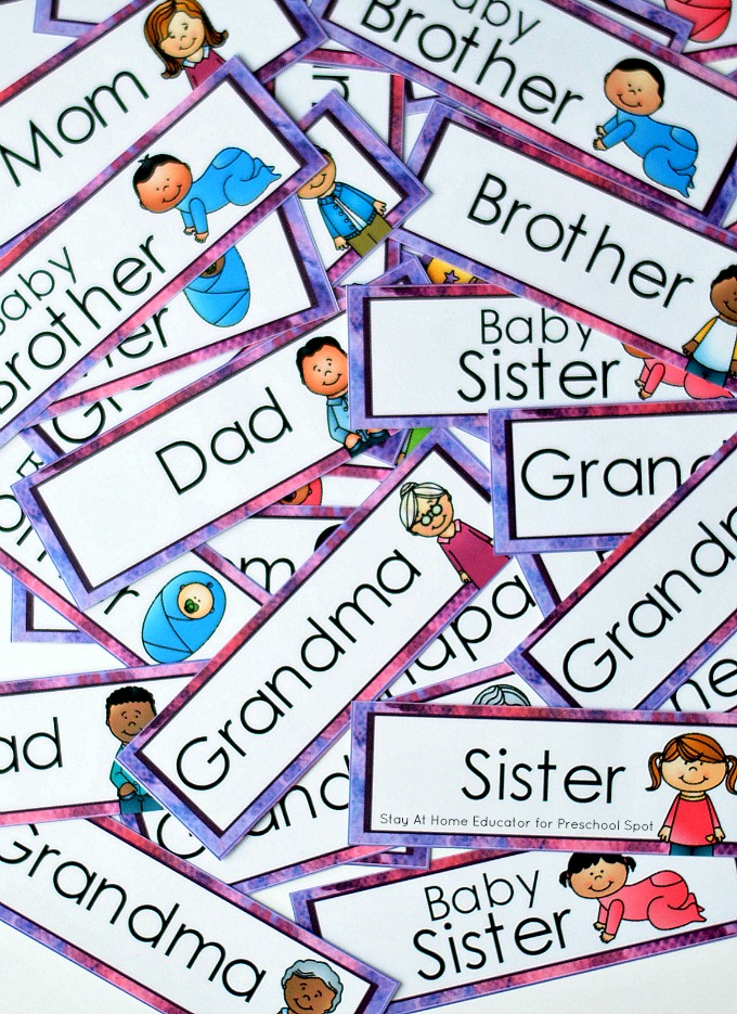 family vocabulary cards by Stay At Home Educator for Preschool Spot - I Can Give Predictable Chart - teach the spirit of giving this Christmas