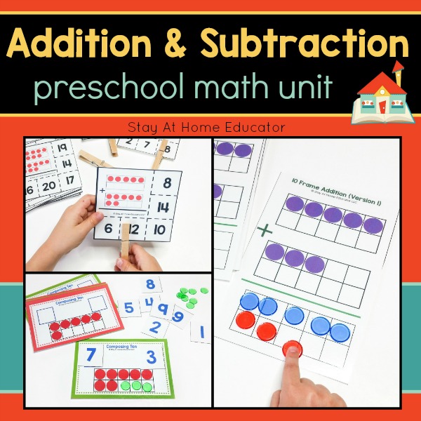 addition and subtraction activities for preschool math lesson plans