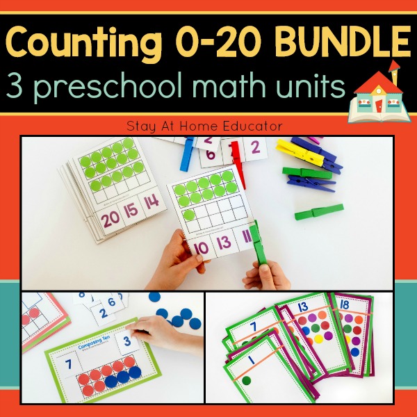 counting 0-20 bundle 3 preschool math units 