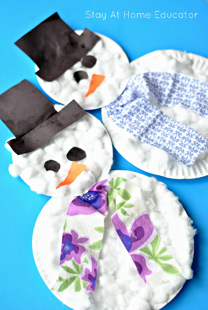 Fluffy paper plate snowman - Stay At Home Educator