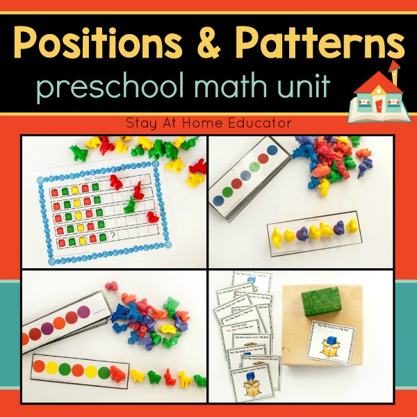positions and patterning activities for preschool math lesson plans