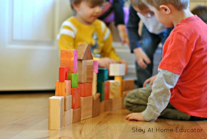 Building the Great Wall of China in preschool around the world theme - Stay At Home Educator