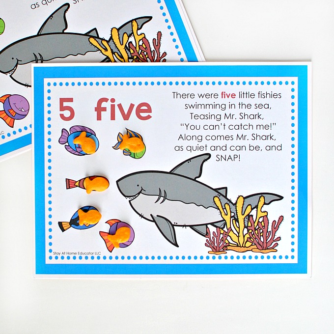 5 little fishies son card for preschool