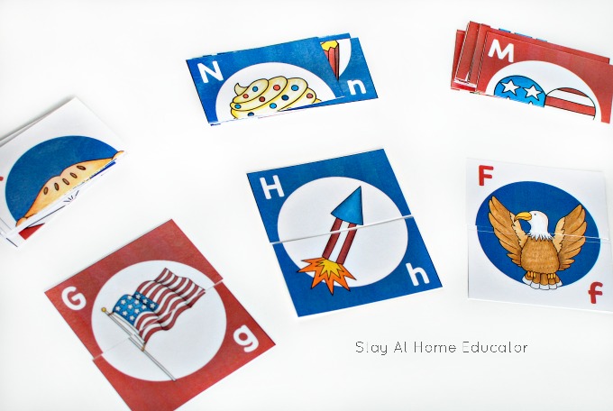 4th of July alphabet puzzles for a patriotic holiday