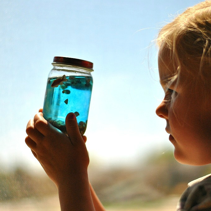 ocean theme sensory jar for preschool
