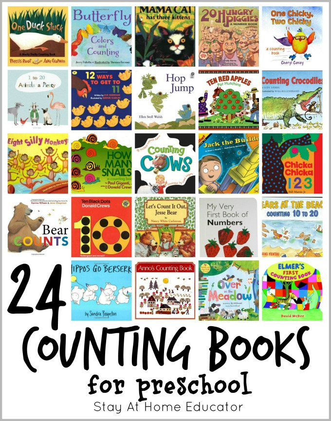 24 counintg books for preschoolers, plus 48 other math books. Two math based picture books for each week of the school year.