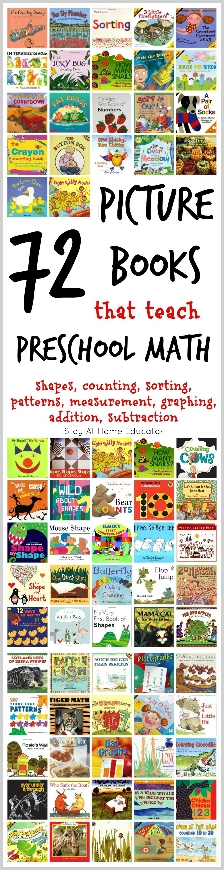 72 pictures books that teach preschool math