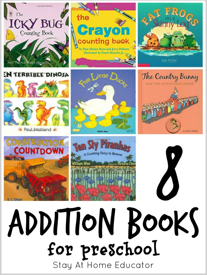 8 addition books for preschool plus 64 other math picture books