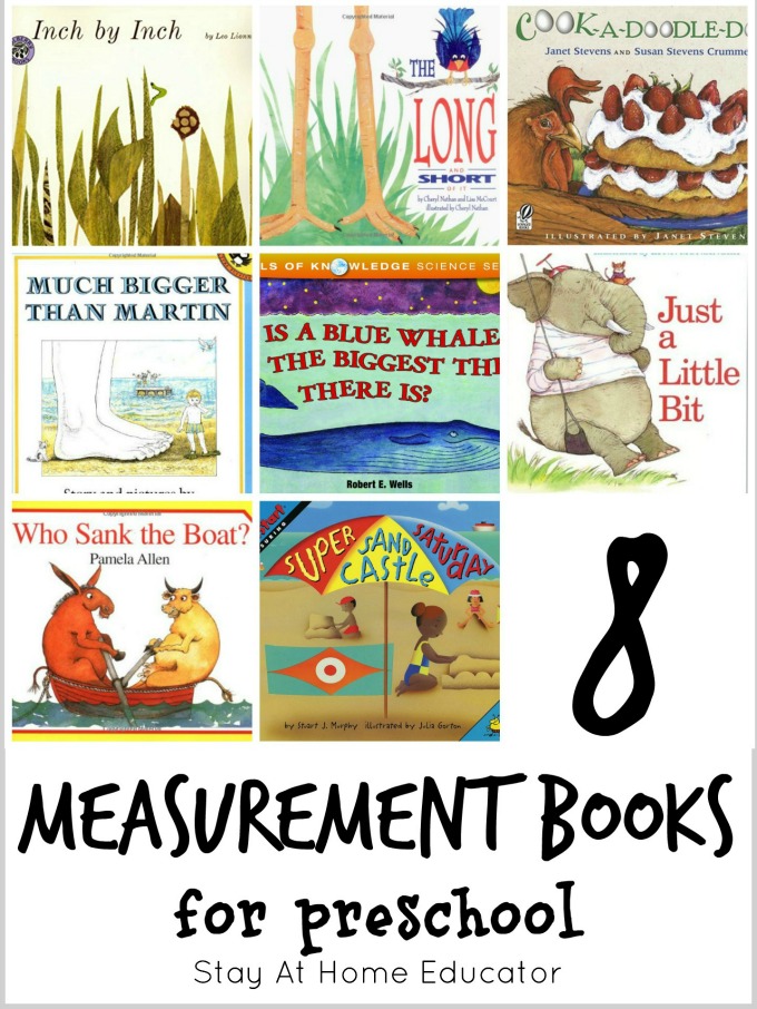 8 measurement books for preschool, plus 64 other math picture books