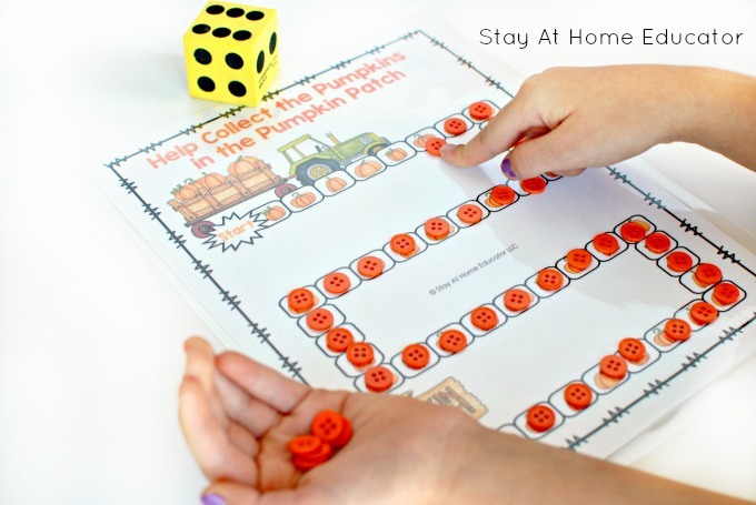 Collecting pumpkins counting game in fall activities preschool pack