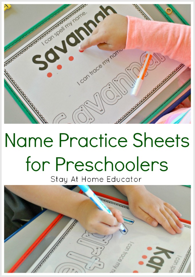 Name Practice Sheets for Preschoolers - This simple preschool activity teaches name recognition and spelling. This makes life so much easier for both kids and kindergarten teachers.