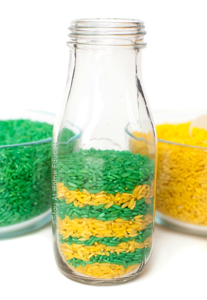 preschool activities for St. Patrick's Day - rice patterns