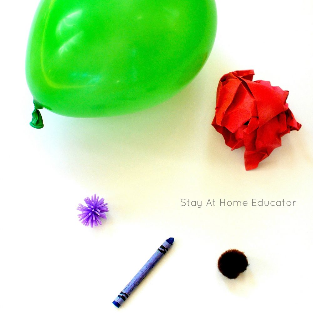 items to test in a gravity drop science activity for preschoolers